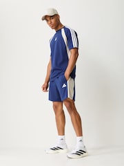 adidas Blue Seasonal Essentials Colorblock Fleece Shorts - Image 2 of 5