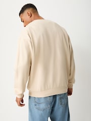 adidas Beige Seasonal Essentials Collegiate Fleece Crew Sweatshirt - Image 3 of 5