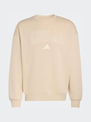adidas Beige Seasonal Essentials Collegiate Fleece Crew Sweatshirt - Image 5 of 5
