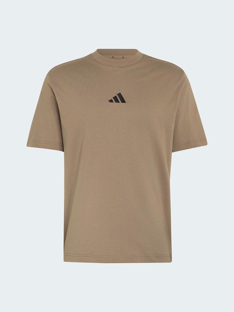 adidas Khaki Essentials Small Logo Single Jersey T-Shirt - Image 1 of 1 adidas Khaki Essentials Small Logo Single Jersey T-Shirt - Image 1 of 1