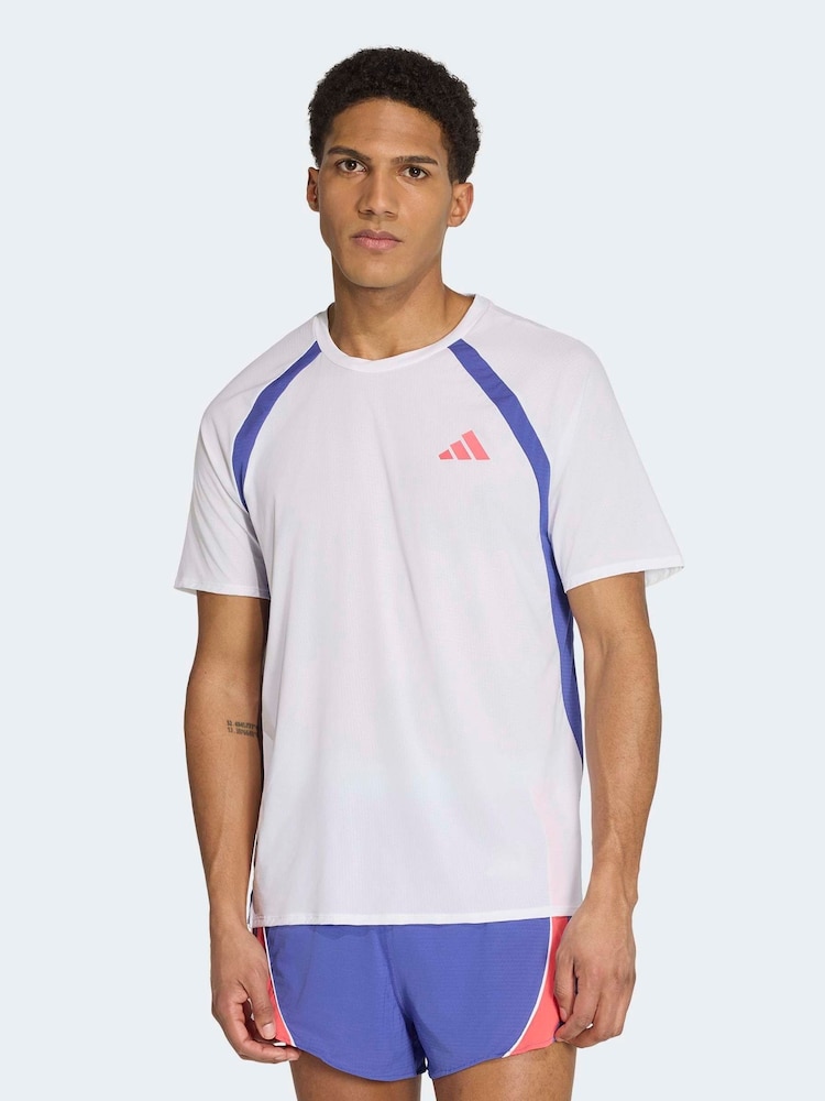 adidas White Adizero Archive Running T-Shirt - Image 1 of 8 adidas White Adizero Archive Running T-Shirt - Image 1 of 8