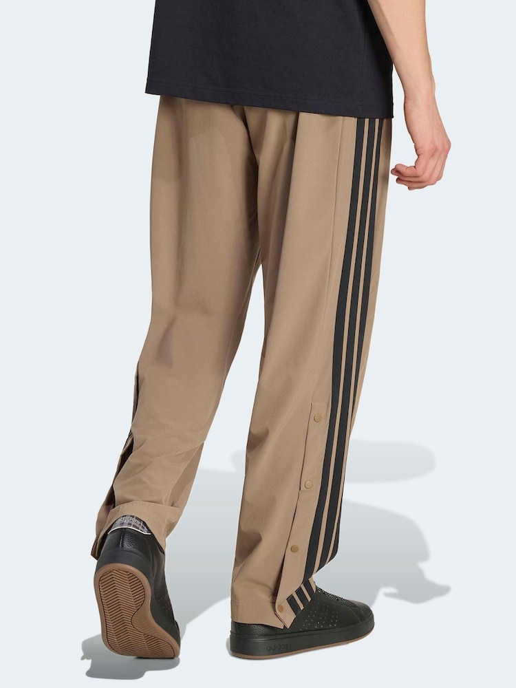 adidas Beige 3-Stripes Woven Snap Joggers - Image 2 of 6