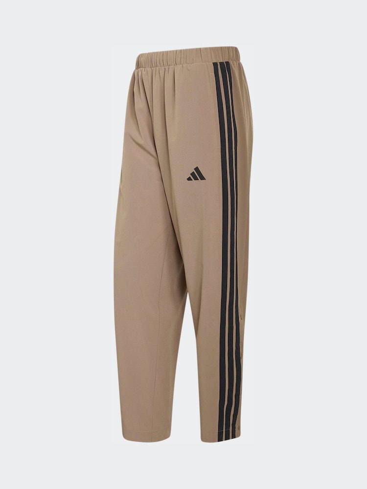 adidas Beige 3-Stripes Woven Snap Joggers - Image 6 of 6