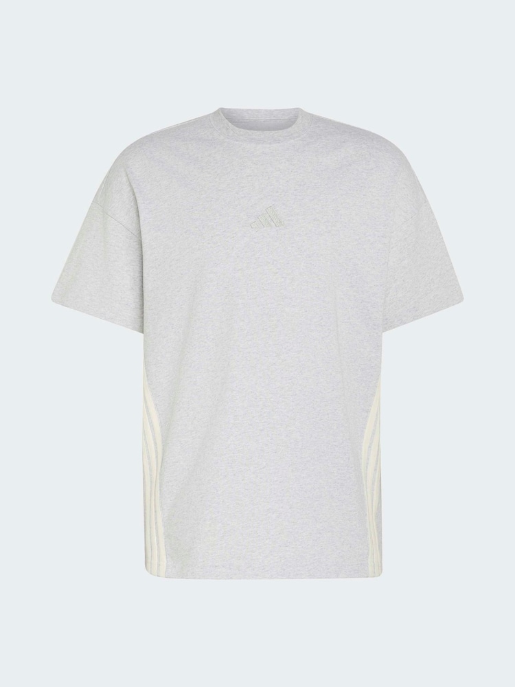 adidas Grey Adidas Kit 3-Stripes Loose T-Shirt - Image 1 of 1 adidas Grey Adidas Kit 3-Stripes Loose T-Shirt - Image 1 of 1