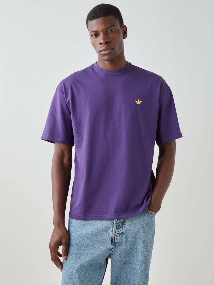 adidas Originals Purple Trefoil Essentials Loose T-Shirt - Image 1 of 5 adidas Originals Purple Trefoil Essentials Loose T-Shirt - Image 1 of 5