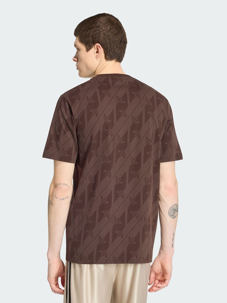 adidas Originals Brown Monagram Aop T-Shirt - Image 2 of 5 adidas Originals Brown Monagram Aop T-Shirt - Image 2 of 5