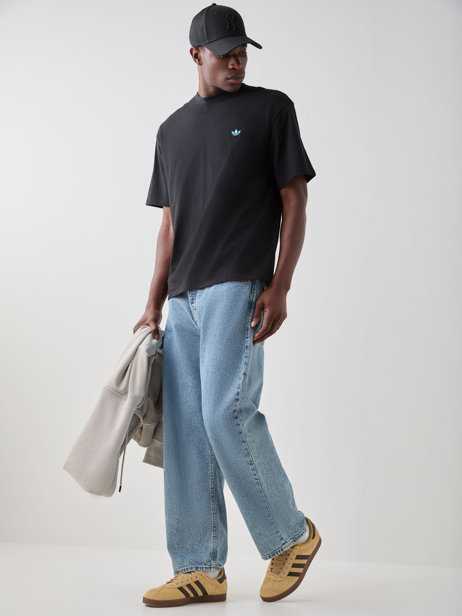Buy adidas Originals Black Trefoil Essentials Loose T-Shirt from