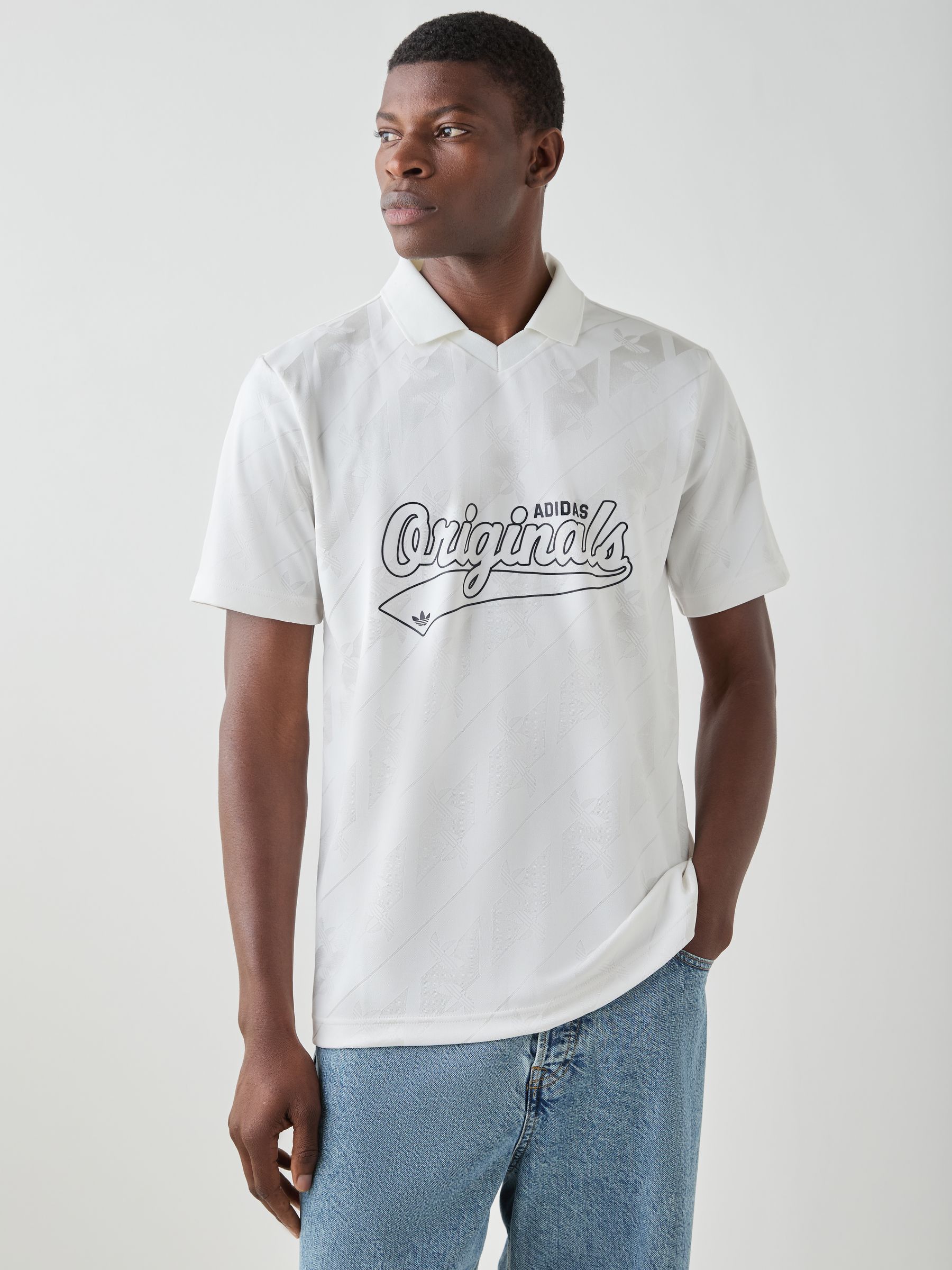 Buy adidas Originals White Jacquard Originals Football Shirt from