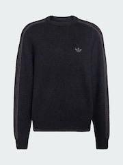 adidas Originals Black 3S Knit Crew Neck Sweat Top - Image 5 of 7