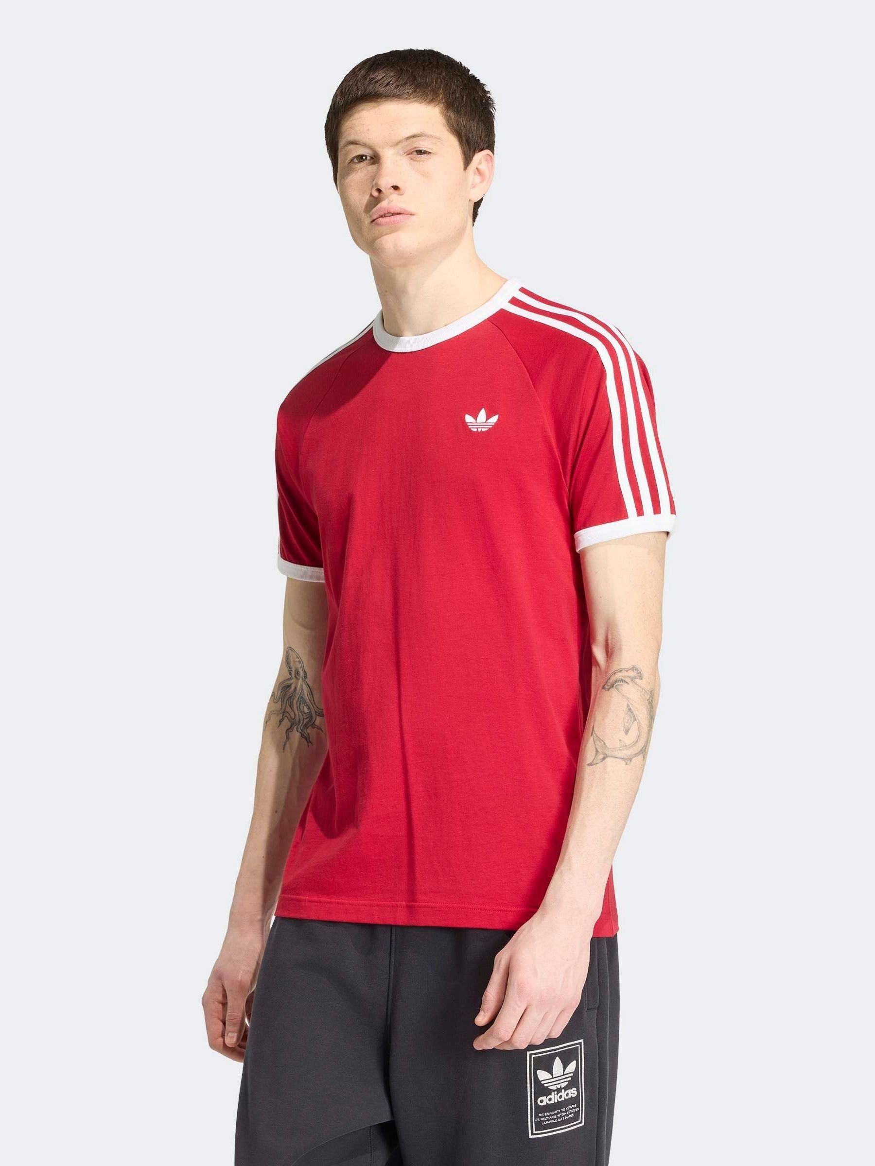 Buy adidas Originals Burgundy 3-Stripes T-Shirt from Next India