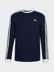 adidas Originals Blue 3-Stripes Long Sleeve T-Shirt - Image 1 of 1