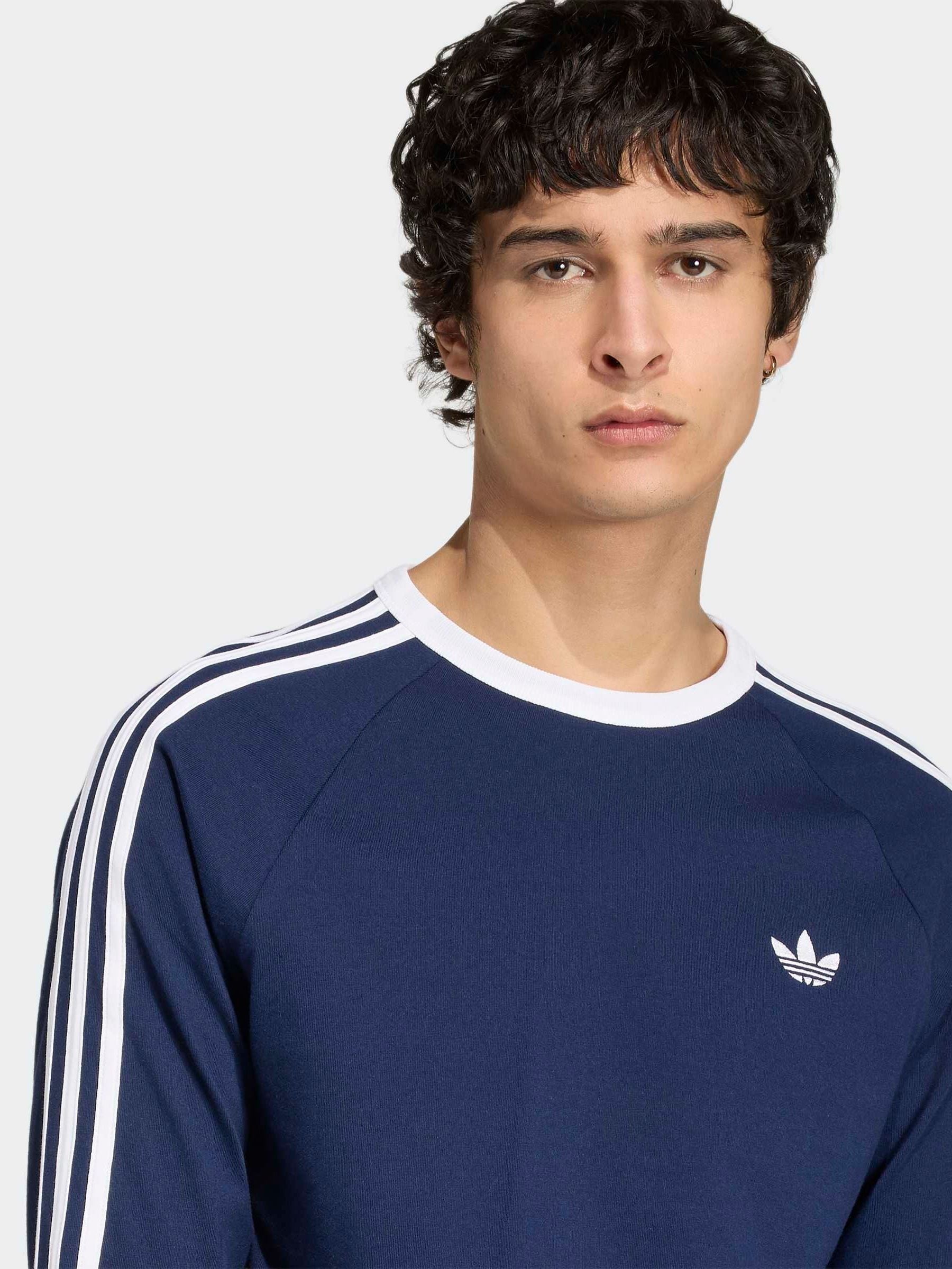 Buy adidas Originals Blue 3-Stripes Long Sleeve T-Shirt from Next