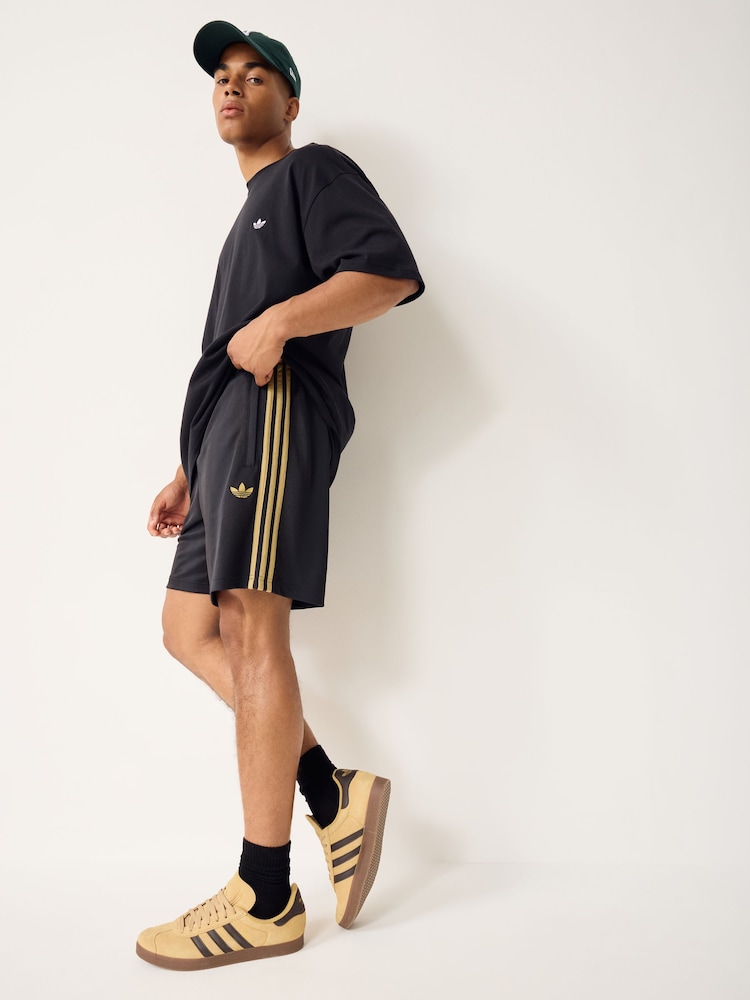 adidas Originals Black Adidas Adicolor Jacquard Shorts - Image 2 of 5