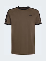 adidas Originals Khaki 3-Stripes T-Shirt - Image 1 of 1