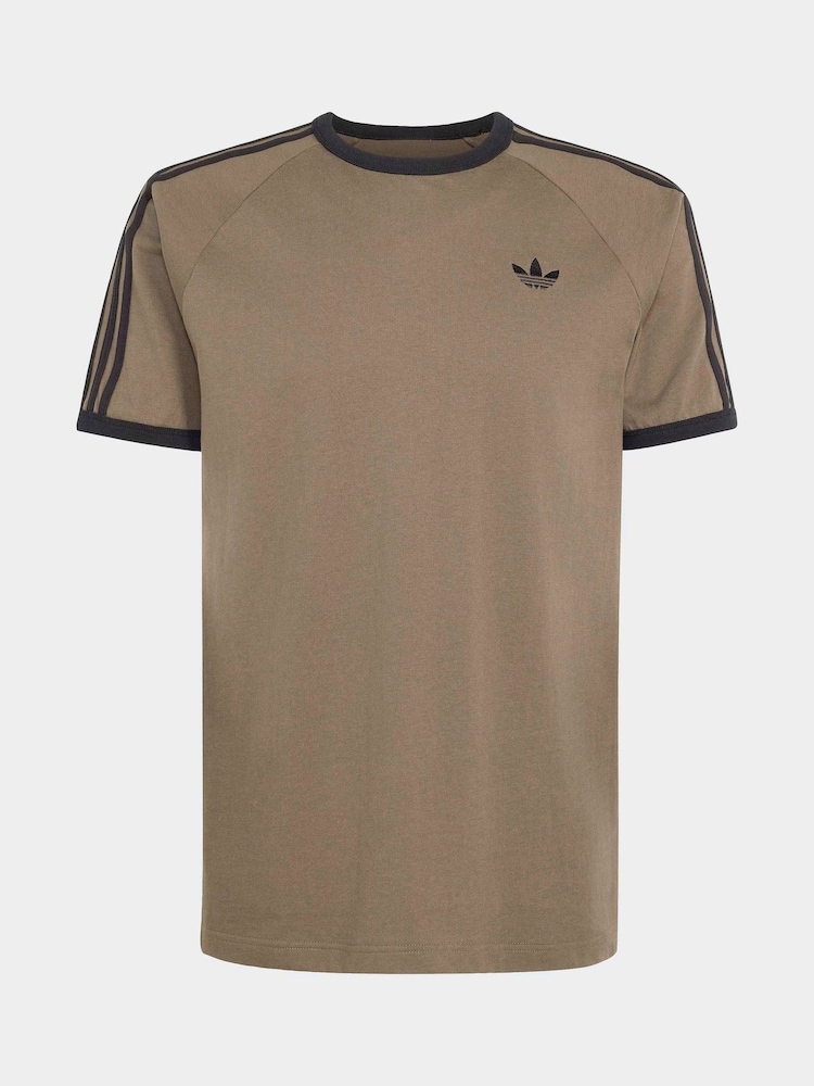 adidas Originals Khaki 3-Stripes T-Shirt - Image 5 of 5 adidas Originals Khaki 3-Stripes T-Shirt - Image 5 of 5