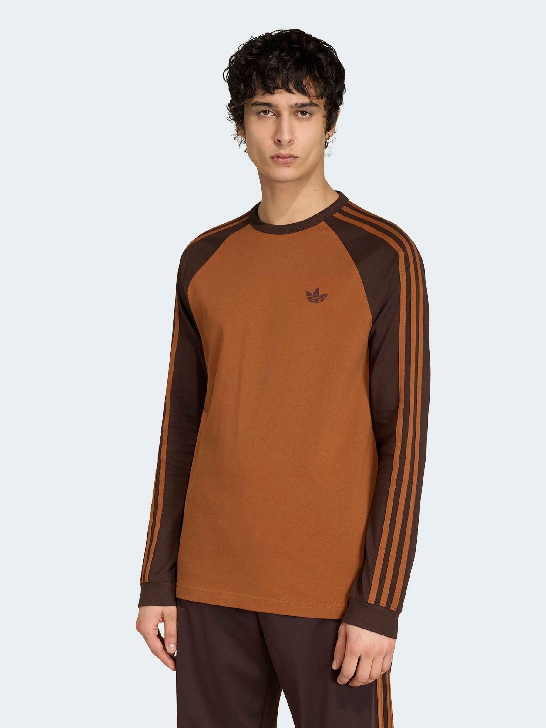 Buy adidas Originals Brown 3-Stripes Long Sleeve T-Shirt from Next USA