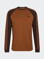 Коричневий - adidas Originals 3-Stripes Long Sleeve T-Shirt - Image 1 of 1