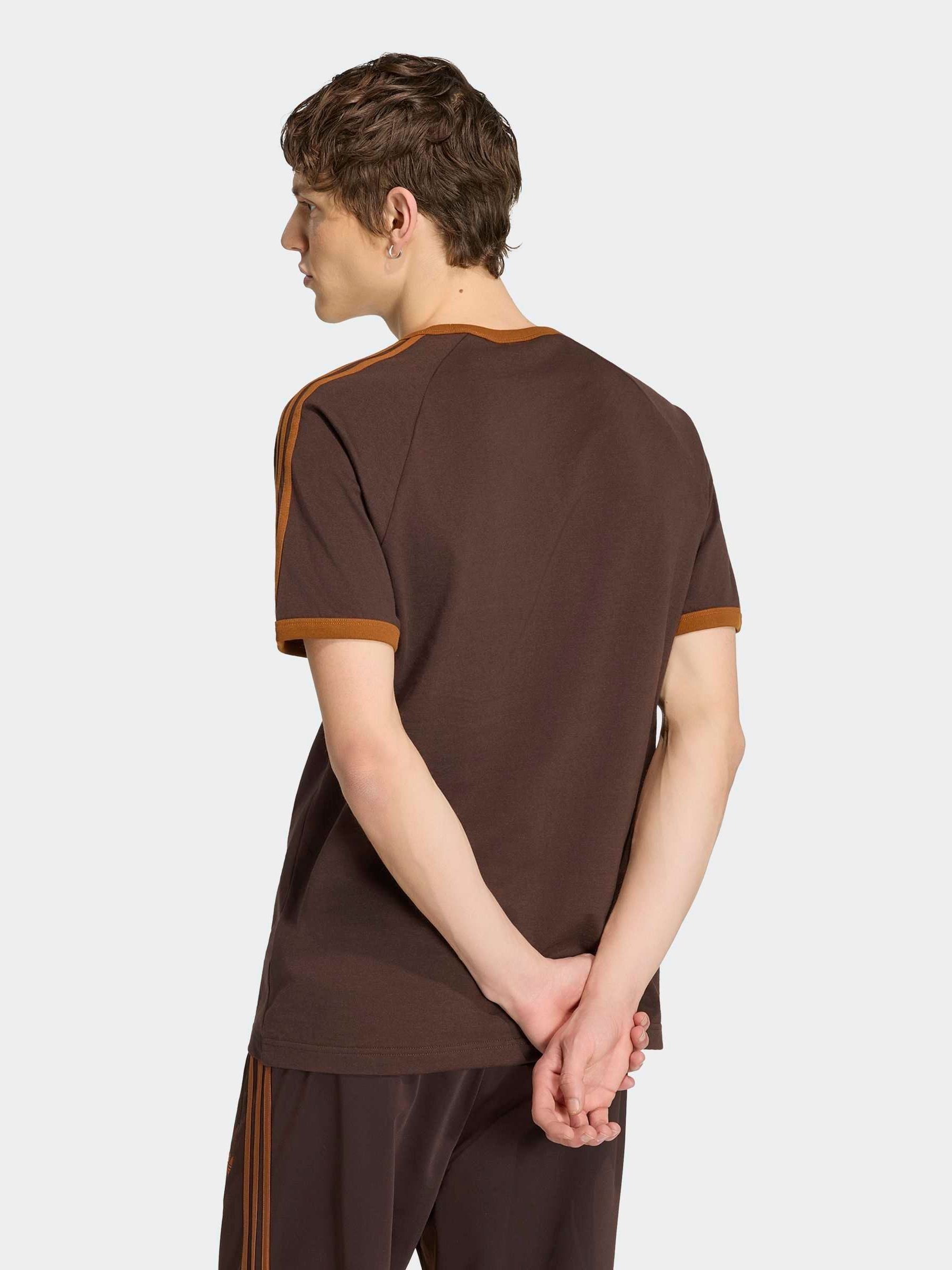 Buy adidas Originals Brown/Orange 3-Stripes T-Shirt from the Next