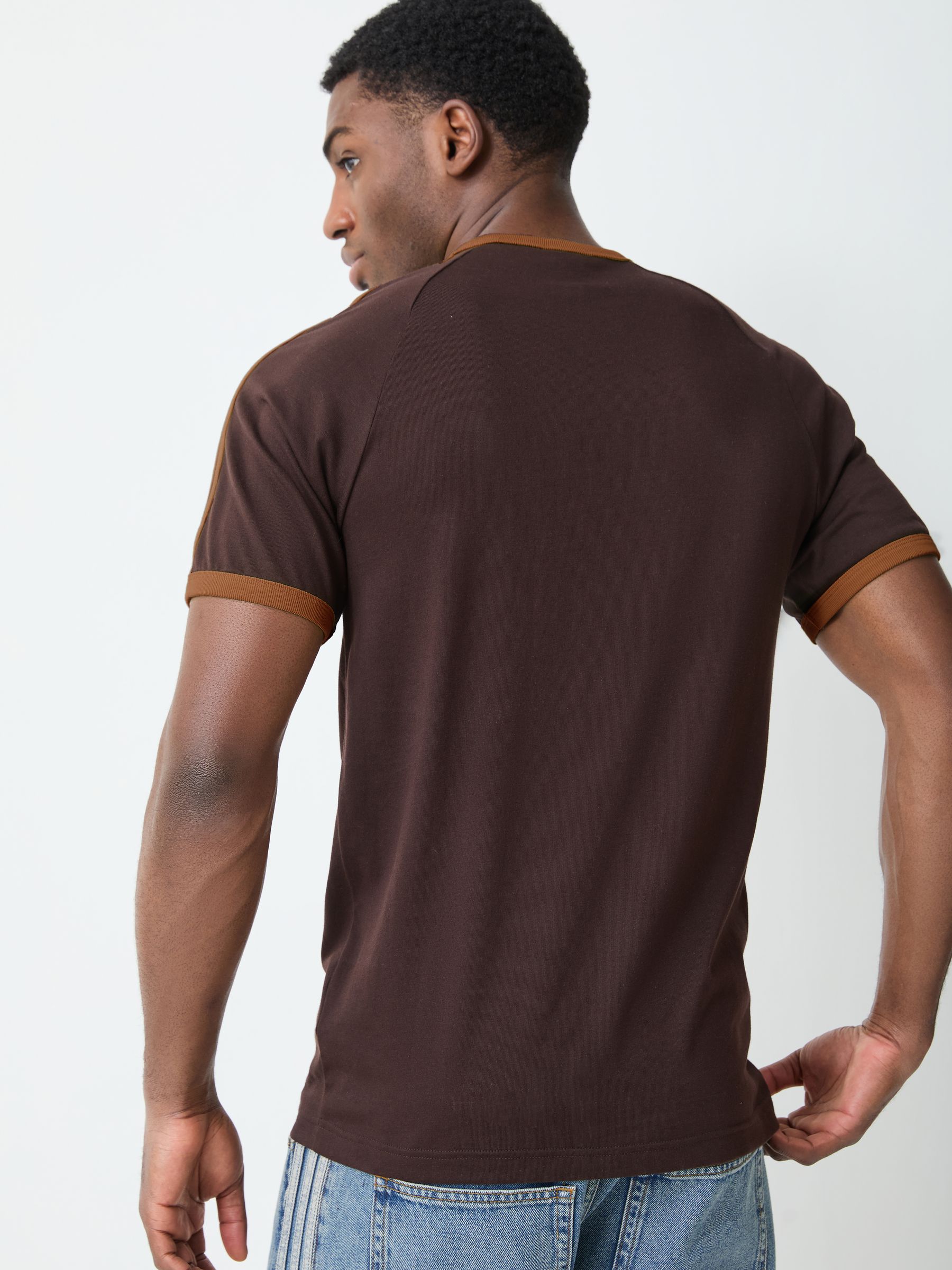 Buy adidas Originals Brown/Orange 3-Stripes T-Shirt from Next USA