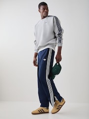 adidas Originals Grey 3-Stripes Crew Neck Sweat Top - Image 2 of 5