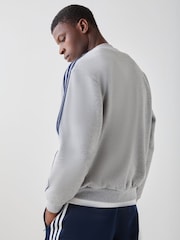 adidas Originals Grey 3-Stripes Crew Neck Sweat Top - Image 3 of 5