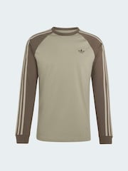 adidas Originals Green 3-Stripes Long Sleeve T-Shirt - Image 1 of 1
