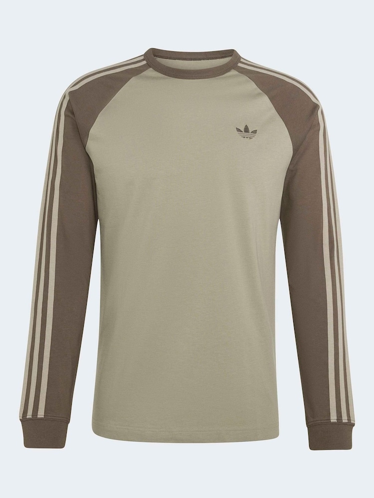 Зелений - adidas Originals 3-Stripes Long Sleeve T-Shirt - Image 6 of 6