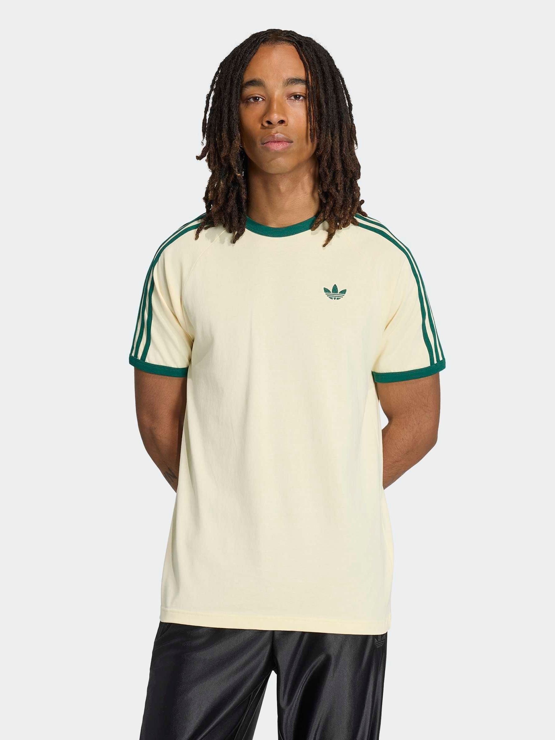 Buy adidas Originals Beige/Green 3-Stripes T-Shirt from Next USA