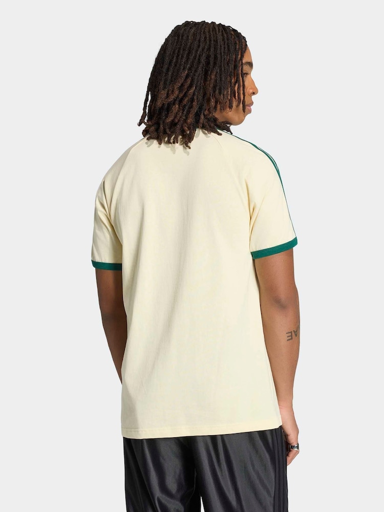 adidas Originals Beige/Green 3-Stripes T-Shirt - Image 2 of 6 adidas Originals Beige/Green 3-Stripes T-Shirt - Image 2 of 6