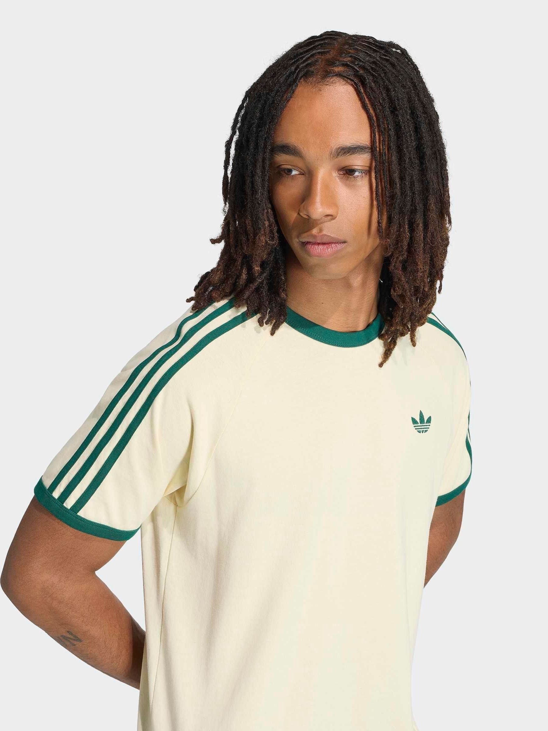 Buy adidas Originals Beige/Green 3-Stripes T-Shirt from Next USA