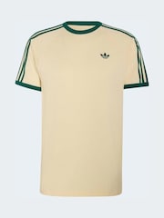 adidas Originals Beige/Green 3-Stripes T-Shirt - Image 6 of 6