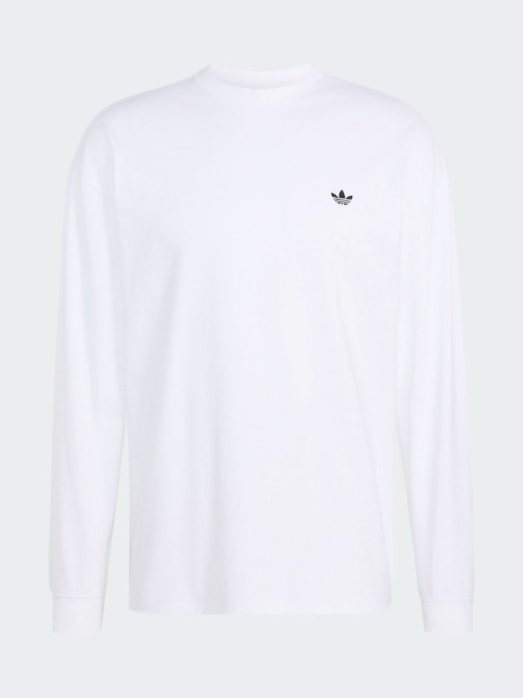 أبيض - تيشرت طويل الأكمام بشعار Trefoil تشكيلة Essentials من adidas Originals - Image 5 of 5