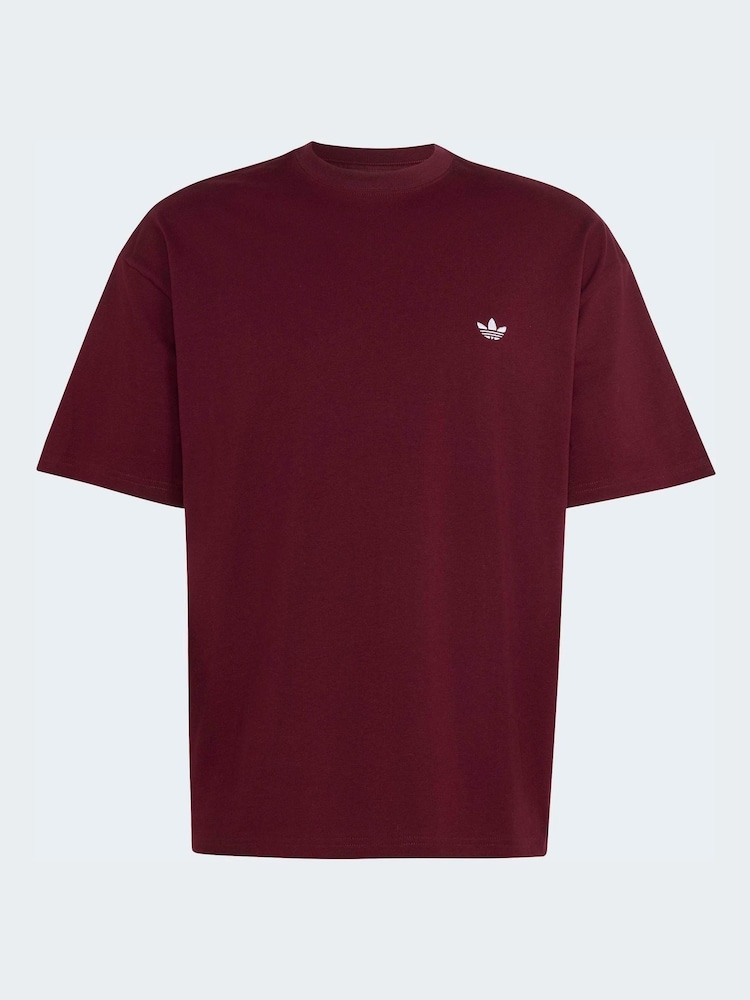 adidas Originals Burgundy Trefoil Essentials Loose T-Shirt - Image 1 of 1 adidas Originals Burgundy Trefoil Essentials Loose T-Shirt - Image 1 of 1