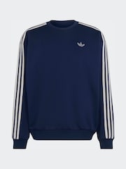 adidas Originals Blue 3S Crew Neck Sweat Top - Image 5 of 5