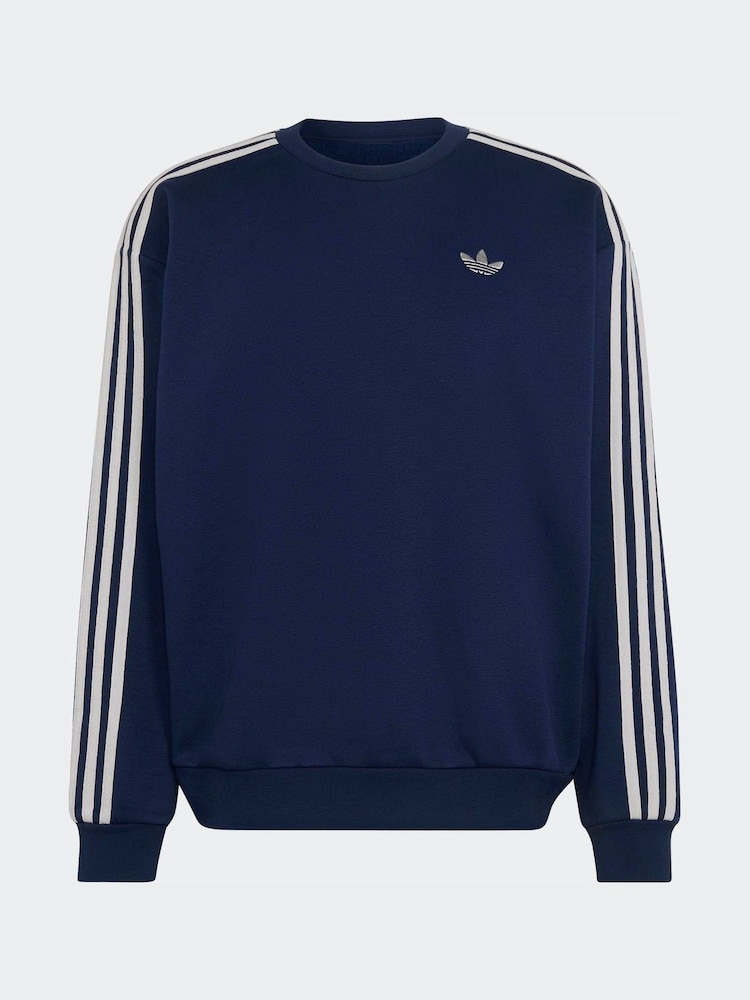 adidas Originals Blue 3S Crew Neck Sweat Top - Image 5 of 5 adidas Originals Blue 3S Crew Neck Sweat Top - Image 5 of 5