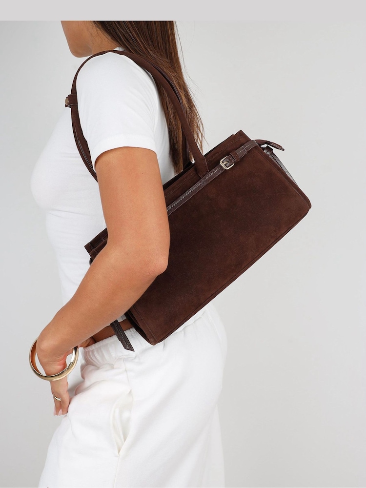 Simmi London Brown Eos Faux Suede Handbag - Image 2 of 4