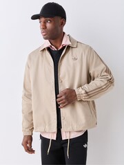 בז' - adidas Originals 3 Stripes Coaches Jacket - תמונה 1 מתוך 6