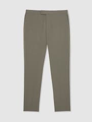 Reiss Dark Sage Green Found Stretch Slim-Fit Drawstring Trousers - Image 2 of 7
