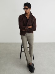 Reiss Dark Sage Green Found Stretch Slim-Fit Drawstring Trousers - Image 6 of 7