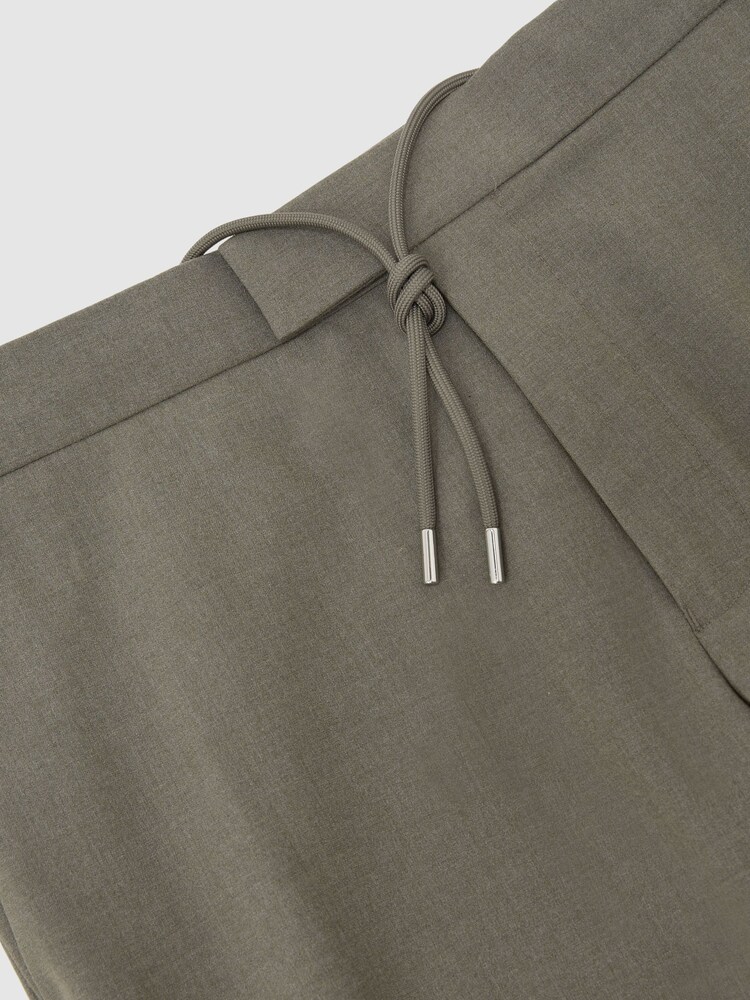 Reiss Dark Sage Green Found Stretch Slim-Fit Drawstring Trousers - Image 7 of 7