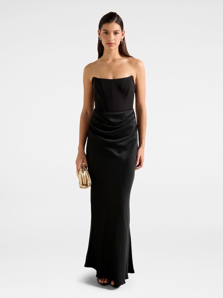 Forever New Black Isra Drape Strapless Maxi Dress - Image 1 of 4 Forever New Black Isra Drape Strapless Maxi Dress - Image 1 of 4