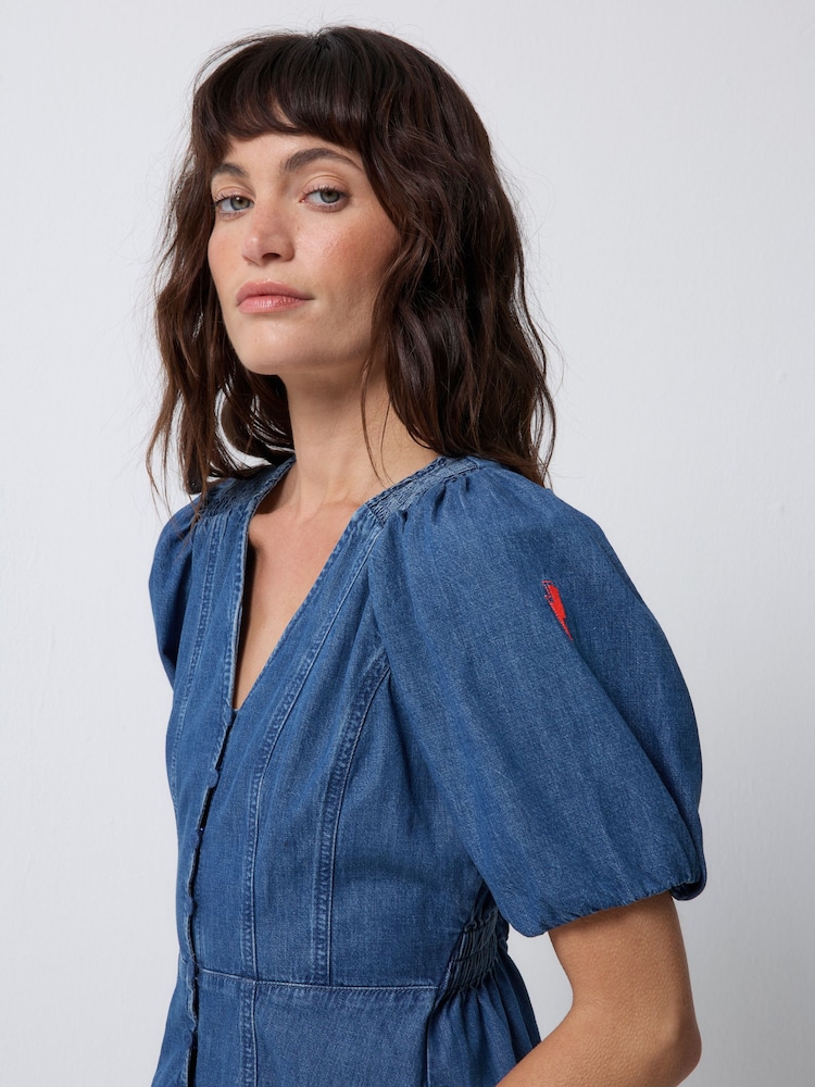 scamp and dude denim dress Dark Denim Zip Front Dress