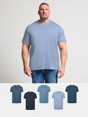 BadRhino Big & Tall Blue V-Neck T-Shirts 5 Pack - Image 1 of 8