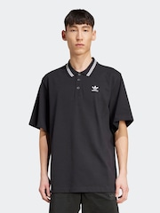 adidas Originals Black Adicolor Loose Polo Shirt - Image 1 of 6