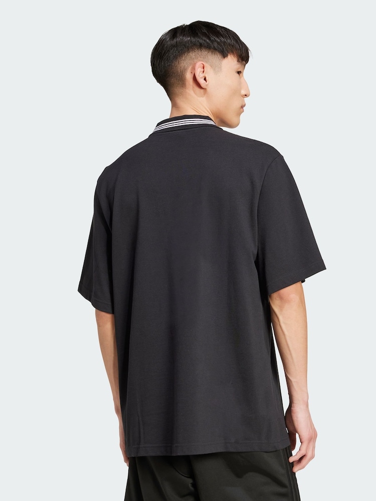 adidas Originals Black Adicolor Loose Polo Shirt - Image 2 of 6