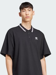 adidas Originals Black Adicolor Loose Polo Shirt - Image 4 of 6