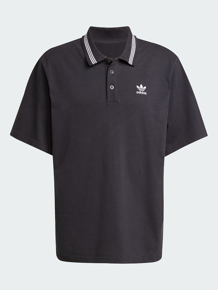 adidas Originals Black Adicolor Loose Polo Shirt - Image 6 of 6
