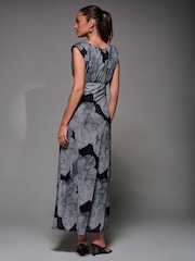 Jolie Moi Black Slash Neck Fit & Flare Mesh Maxi Dress - Image 2 of 6