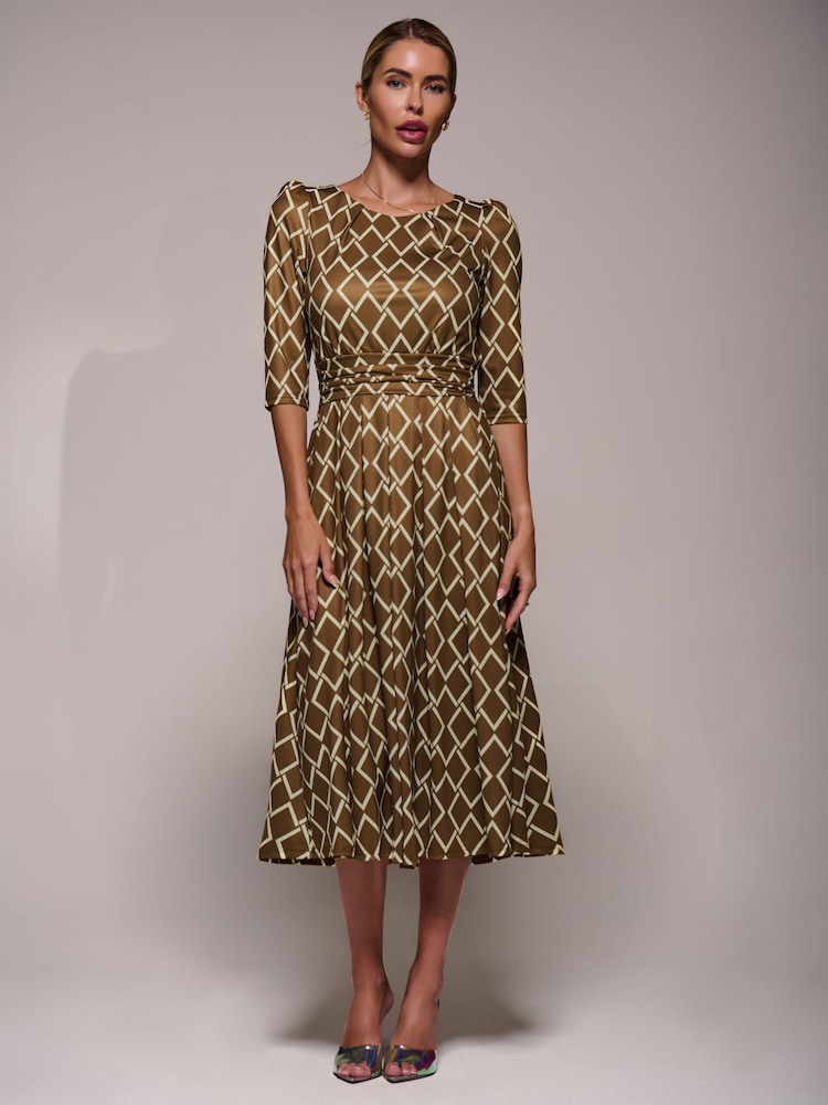knee length dresses for ladies Plus Size Long Sleeve Ribbed Knit Midi Dress main image 0