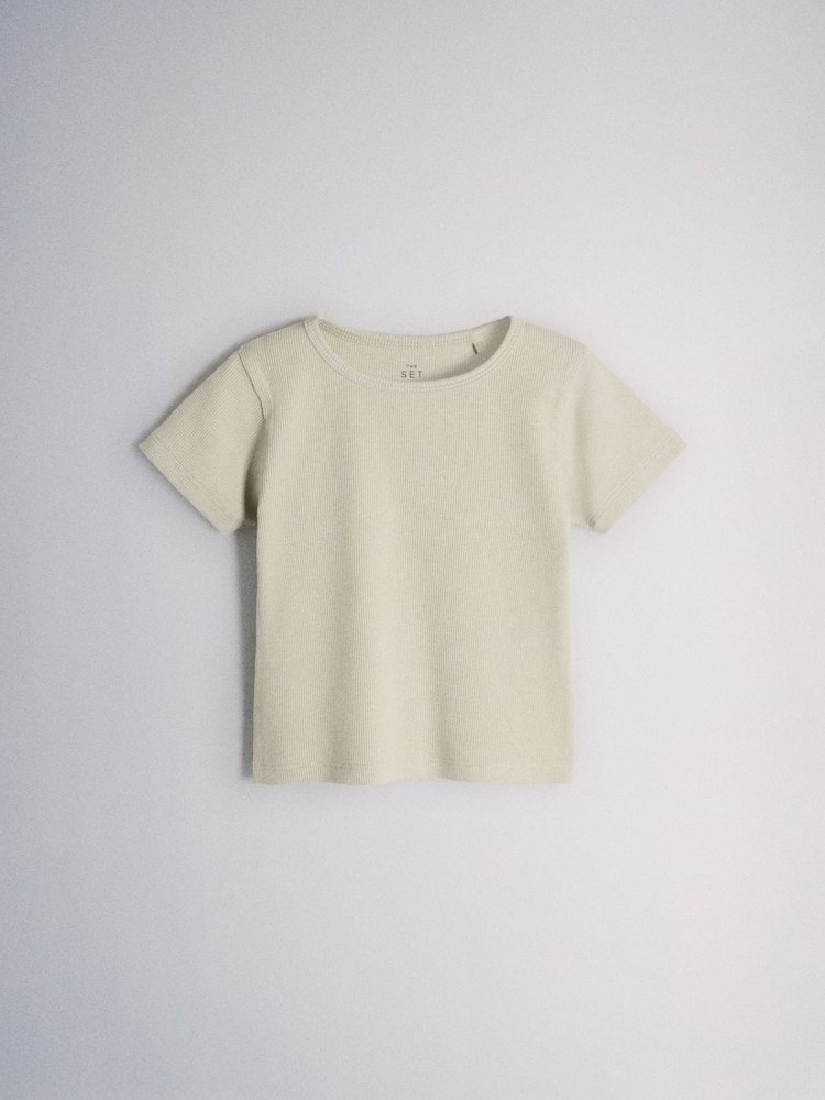 The Set 4 Pack Cropped Jersey Rib Short Sleeve T-Shirts Pink/Grey/Green/White - Image 2 of 6